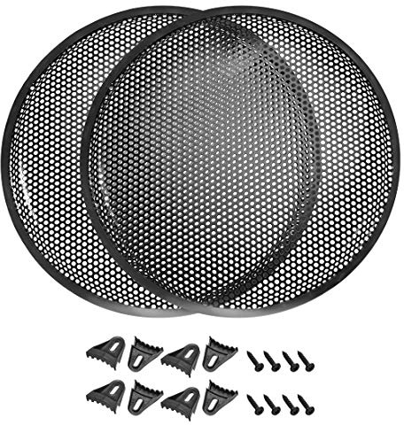 uxcell 2pcs 15 Speaker Waffle Grill Metal Mesh Audio Subwoofer Guard Protector Cover with Clips,Screws