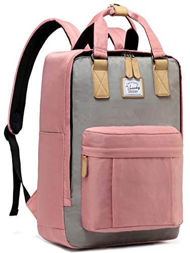 Mochila para mujer, mochila para niña, mochila para ordenador portátil de 15,6 pulgadas, resistente al agua, bolsa escolar chic con dos bolsillos para viajes, colegio, 15,1 L (Gardenia Azul), 73-rosa