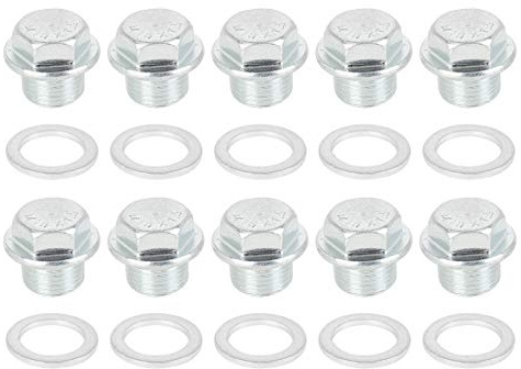 X AUTOHAUX Ölablassschraube M18x1.5 10 Stück Für Automotor Ölwanne | Silber, Metall, Mit Dichtring, 10 Dichtungen Inklusive, Für Ölwechsel, Wiederverwendbar, Einfache Montage