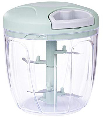 Chiatai Picadora manual de alimentos, 900 ml, 5 cuchillas de acero inoxidable, potente picadora de mano, para frutas, verduras, hierbas, cebollas, verde