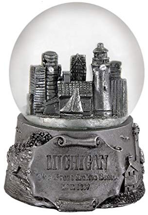 Americaware Michigan Schneekugel, 65 mm, silberfarben
