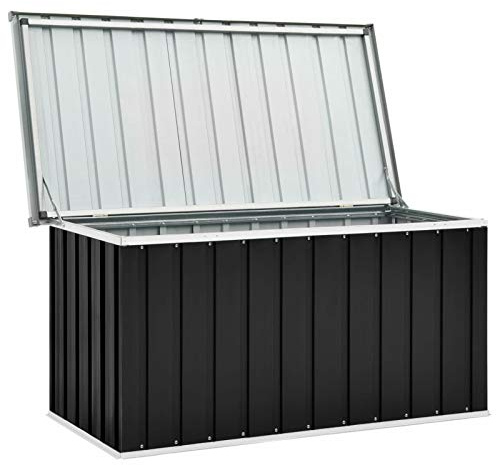 Festnight Gartenbox Wasserdicht Metall Auflagenbox Garten-Aufbewahrungsbox Große Kissen Werkzeugkasten Gartenbox Balkonschrank Gartentruhe Kissenbox Anthrazit 129 x 67 x 65 cm