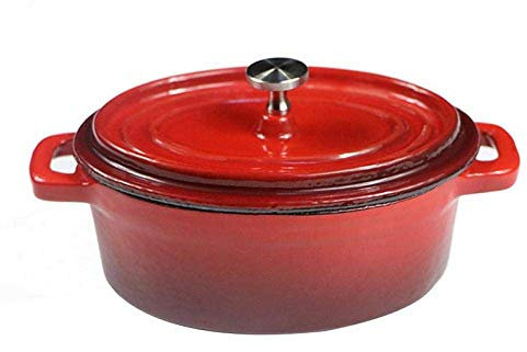 Sywlwxkq Dutch Ovens Casserole Couverte en Fonte Émaillée Ovale Mini Pot-Rouge