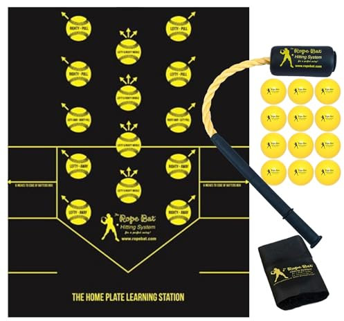Rope Bat - Homerun Bundle - Ultimate Hitting System, Home Plate Learning Station w/12 Smushballs - Baseball & Softball Swing Trainer, Trainingswerkzeug, Schlaghilfe