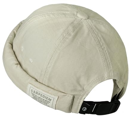 Clape Cotton docker mössa dockerkeps justerbar brimless hatt keps slub-bomull textur keps utan skärm beanie arbetare sjömansmössa hamnmössa, GD43-beige, En Storlek