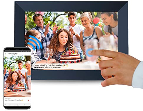 PRIXTON Cornice Fotografica Digitale con WiFi Prado, Touch screen da 10” HD, 1GB/16GB, 2 altoparlanti incorporati, Connessione tramite App, USB, SD, Colore Nero