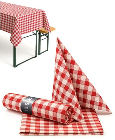 texpot 12 Stück Landhaus Serviette 60 x 60 cm rot-weiß kariert aus 100% Baumwolle Bauernkaro