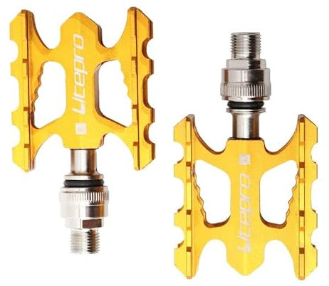 Pedale Fahrrad Fahrrad Schnellfreisetzung Pedal Ultra-Licht-Aluminium-Legierungsrad Fahrrad MTB Rennrad Nicht rutschlos for Fahrrad Fahrradpedale (Color : Gold)