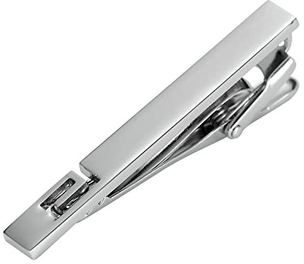 Stfery Krawattennadel Silber Hochzeit, Krawattenklammer Vater Der Braut Edelstahl Rechteckigem Karomuster 5CM Zirkonia Schmuck Geschenke