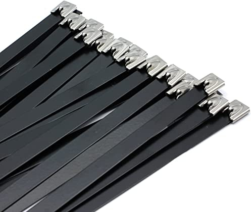10x Metallkabelbinder 7,9 x 500mm Metall Kabelbinder Edelstahl V2A schwarz
