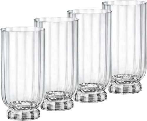 Bormioli Rocco Florian - Bicchieri Highball, 411 ml, per cocktail, bevande, trasparenti, set da 4
