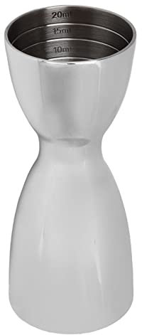 Alvinlite Cocktail Messbecher Edelstahl Barmaß - Innenmaße 10ml/15ml/20ml, Schnaps Ausgiesser Mixbecher Portionierer Zubehör, Cocktail Maß Jigger Doppelmaß für Bar Party Wein Drink Shaker, Silber