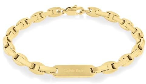 Calvin Klein Gliederarmband für Herren Kollektion BOLD METALS aus Gelbgold mit einer Gravierten Plakette - 35000412