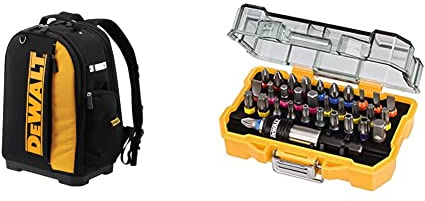 DEWALT Tool Backpack & DT7969-QZ, 32 Piece XR Professional Magnetic Screwdriver Bit Accessory Set, Yellow