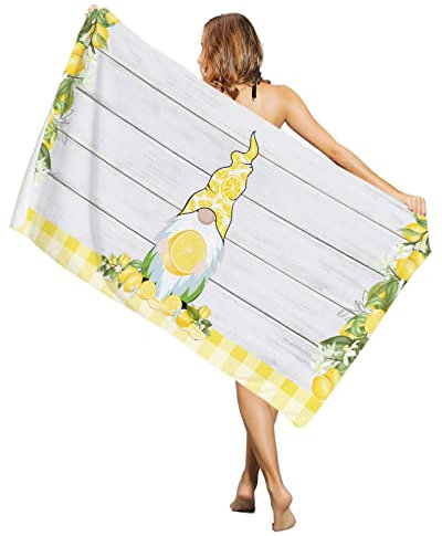 Strandtuch 80x130cm, Rustikaler Hintergrund Mit Zitronen Und Zwergenholzmaserung Pool Badetuch Männer Duschtücher Leicht Mikrofaser Handtücher, Für Strand, Schwimmbad