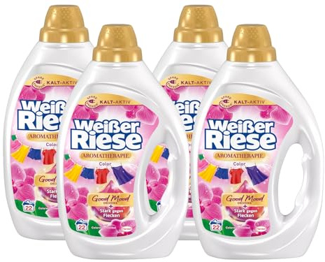 Weißer Riese Color Gel Aromatherapie Floral Sensation 88 WL (4 x 22 Waschladungen), Color Waschmittel mit Orchidee für unwiderstehlich duftende & strahlend saubere Wäsche, 100% recycelbar*