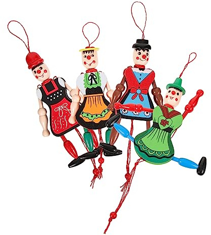 ABOOFAN 4 Pz Burattini Bambola Marionetta Teatro Delle Marionette Pagliaccio Burattino a Mano Clown Pupazzo Pagliaccio in Legno Burattino Di Marionetta Gonna Bambino Di Legno Natale