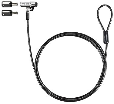 TOOQ TQCLKC0045-G - Cable de Seguridad de Ranura Tipo Nano con Llave para Portátiles 1.5 metros, Color Gris Oscuro