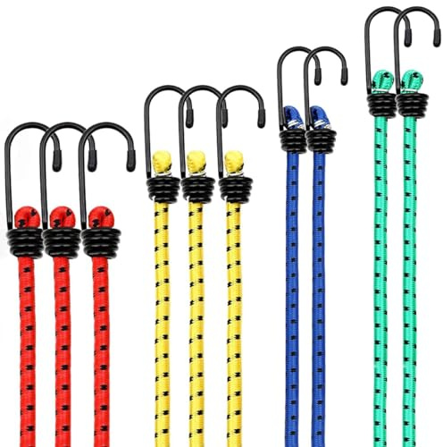 QHFlashbuy 10pcs Luggage Binding Rope,Spanngummi mit Haken,10er-Set Universal-Gepäckspanner Transportgurte Expander,Vielseitiger Gummiseile für Gepäck,Fracht,Motorrad 40/60/80/100CM