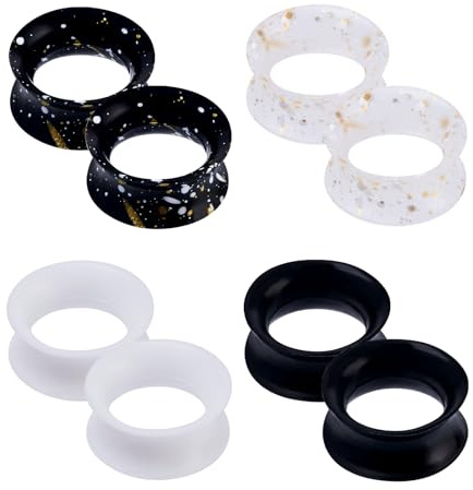 Longbeauty 4 Paar Weich Silikon Tunnel Plugs Set Ohr Gauges Dehnungsset Ohrpiercing Schmuck für Damen Herren, 14mm