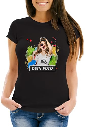 MoonWorks® Damen T-Shirt mit Foto Text selbst gestalten & Bedrucken Lassen Foto-Geschenk personalisiert Fotoshirt