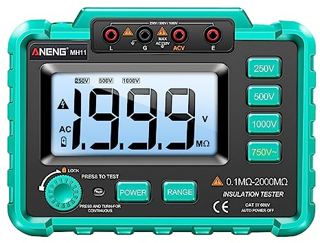 Jemora MH11 Mégohmmètre Numérique 500V Haute Tension Table Secouante Électronique 1000V Électricien Haute Résistance Mètre Testeur De Résistance D'isolement