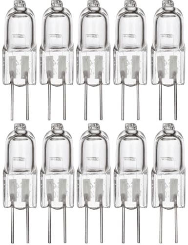 10Pcs Warm White Halogen Light Bulbs, 12V 20W Dimmable G4 Bulb, T3 Bi-Pin G4 Base Halogen Bulb, Capsule Xenon Lamp, JC Type G4 Light Bulbs for Under Cabinet Puck Light, Chandeliers, 2800K