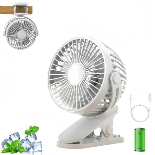 HenfuME Ventilateur Usb Silencieux,Ventilateur Bureau,Mini Ventilateur 3 Vitesses,Rotation 360°,Petit Ventilateur,Ventilateur Mural Pour Bureau/Maison/Camping - Blanc
