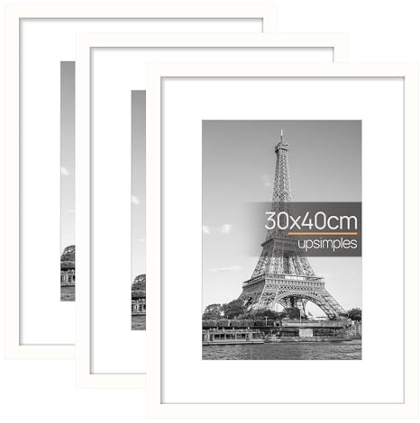 upsimples 3 Pack Bilderrahmen 30x40 Weiß, Wandbilder Rahmen für Fotos | 30x40 cm Bilderrahmen für Wanddekoration, Poster und Kunstwerke, Fotorahmen für Kinderzimmer, Wohnzimmer und Büro