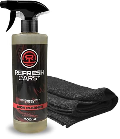 Refresh Cars Kit Descontaminante Férrico Llantas y Carrocería (500ml) - Limpiallantas Efecto Sangre (Iron Remover). Disuelve el Ferodo y Óxido sin Frotar. INCLUYE BAYETA Microfibra