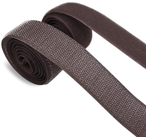 1 Inch x 1 Yd Hook and Loop Tape Brown Sew on Nylon Non-Adhesive Heavy Duty Strips Fabric Roll Strong Grip Fastener Set for Military Form Bags Clothes Shoes Backpacks Home Office School Car DIY