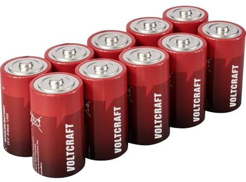 VOLTCRAFT VC-16107980 - Batteria mono (D), 18000 mAh, 1,5 V, 10 pezzi