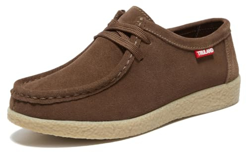 TRULAND Zapatos Mocasines Wallabees Mujer con Cordones, Piel de Ante
