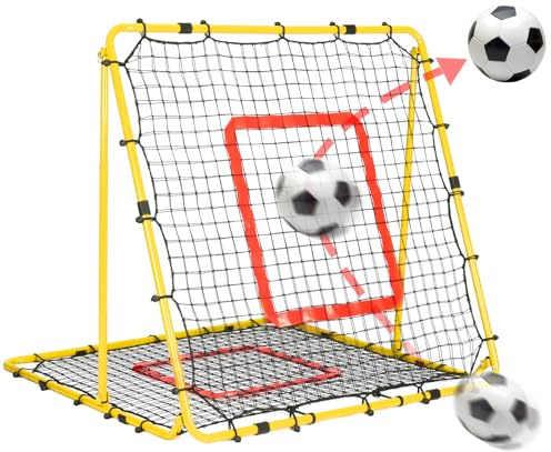 Rebounder für Fußball, 1.2x1.2m Double Sided Volleyball Rebounder Netz, Basketball Rebounder, mit Verstellbaren Winkellöchern, Geeignet für Schuss Pass und Ballannahme Training