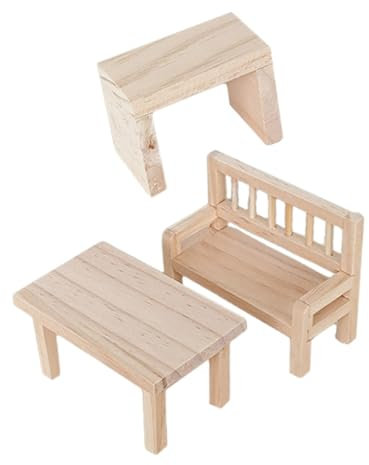 JOINPAYA 1satz Miniatur Holz Möbel Teiliges Puppenhaus Tisch Und Stuhl Ensemble Für Kreative Dekoration Wohnraum Esszimmer Und Garten Für Sammler