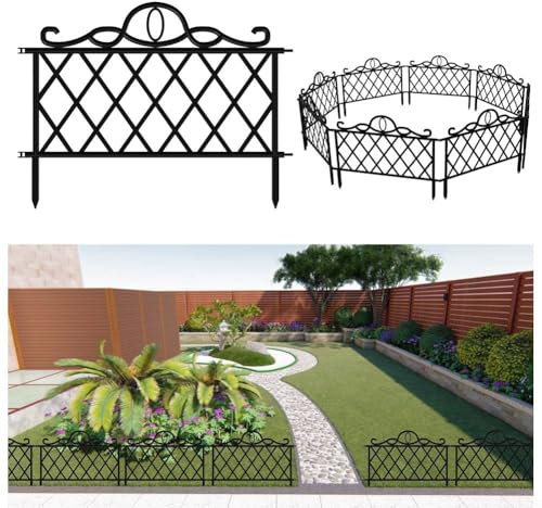 Besttoolifes Dekorativer Gartenzaun, 6 Stück, Kunststoff, Lattenzaun, Gartenzaun, Gesamtlänge 3,6 m, abnehmbare Garteneinfassung, Bordüre