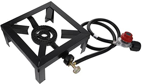 SUPVOX Fornellone Gas Esterno in Ghisa Con Bruciatore Ad Alta Potenza Regolatore e Tubo Flessibile Cucina Gas Campeggio Portatile Per Bbq e Picnic All Aperto