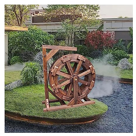 Waterwheel - Fuente de madera para decoración de jardín, 50 cm, para estanque o jardín