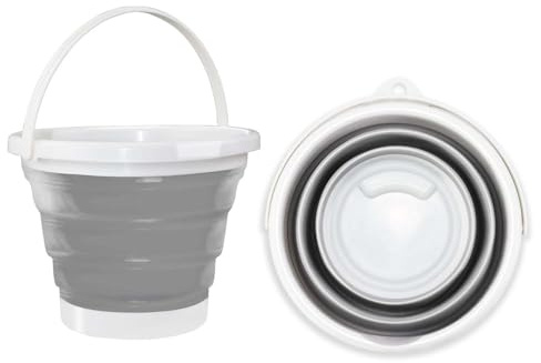 Hmfmdy Collapsible Bucket 3L, Silicone Foldable Portable Water Bucket With Sturdy Handle, Space Saving Multi Purpose Bin, Cleaning Fishing Camping Baskets for Pet Feeding, Home Cleaning, Car Washing