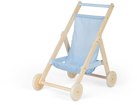 Tidlo Doll s Stroller - Wooden Doll Pram, Baby Dolls Pushchair, Dolly Accessories, Toddler Toy Sets, Imaginary Role Play, Age 12 Month Olds +