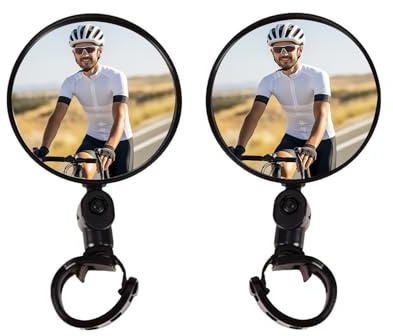 Verazquy 2 Pcs Universal Bike Mirror, 360° Adjustable Cycle Mirrors for Handlebars, Plastic Convex for Mountain Road Bikes, Mobility Scooters Bicycle Accessories for Men.