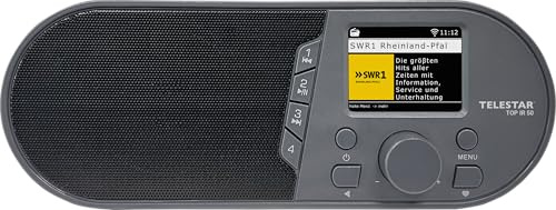TELESTAR TOP IR 50 – Radio Internet (Bluetooth, 7 W, funzione di registrazione USB, tasti stazione sul dispositivo, modalità hotel, telecomando) – Antracite