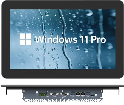 PULIJAZ 23.6 Pollici Industrie Panel PC,Industriale PC Touchscreen IP65,Fanless Touchscreen Monitor,Per Automazione,Chioschi,Monitoraggio(I7-7500U,8GB RAM 256GB SSD)