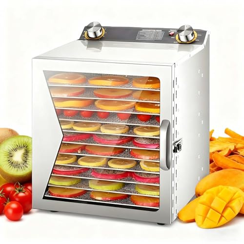 SIEEOUR High-Performance Food Dehydrator Machine For Jerky, Also A Stainless Steel Meat Dehydrator, Commercial Dryer With 0-12h Timer, 30-90°C For Beef, Fish, And Fruits,Veggies,Herbs(12 layers)