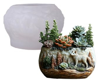 Ldabrye Silikonform für Harz, Wolf, Pflanzgefäß, Bastelform, geeignet für Harz, Schmuck, Beton, Zement, Basteln