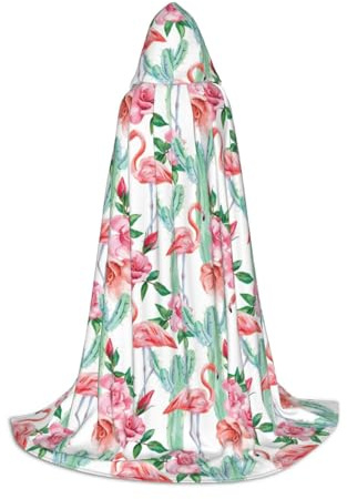 FSCEV Kaktus Flamingo Rose Blumen Kapuzenumhang für Teenager Sensenmann Vampir Hexe Karneval Halloween Zauberer Kostüm