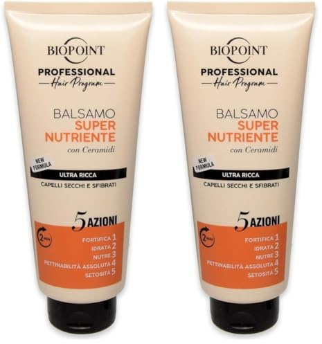 Biopoint Professional Hair Program - Balsamo Capelli Super Nutriente, Formula Ultra Ricca per Idratare e Nutrire i capelli secchi e sfibrati, 350 ml (Confezione da 2)