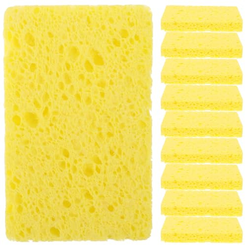 IMUSINICE 10pcs Khaki Cellulose Sponge Kitchen Supply Multi-Purpose Soft and Gentle Compact Wok Sponge Convenient Dish Washing for Household Cleaning