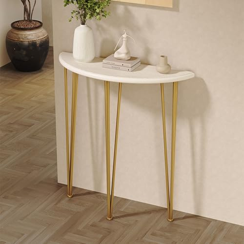 HDZNDH Tavolo Consolle Ingresso Mezzaluna, Consolle Semicircolare Decorativa, Tavolo Stretto Da Divano Con Base Geometrica, Tavolino Compatto Per Ingresso, Corridoio, Soggiorno E Foyer