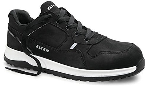 ELTEN Sicherheitsschuhe Journey Black Low ESD S3S, Damen und Herren, Leder, Stahlkappe, leicht, sportlich 44, Schwarz